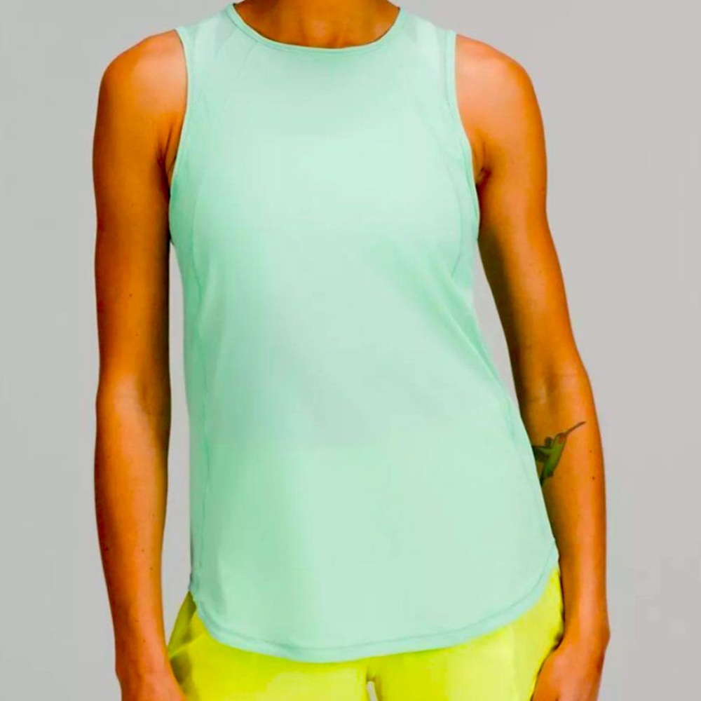 Lululemon Sculpt Tank WILD MINT GREEN Size 10 Classic Fit Hip length Mesh NWOT